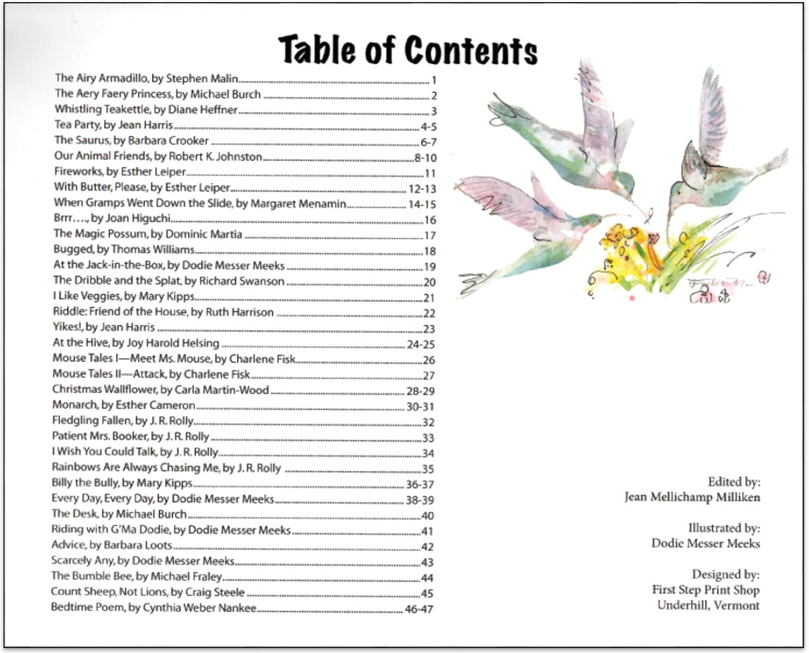 A Bouquet of Poems - Table of Contents